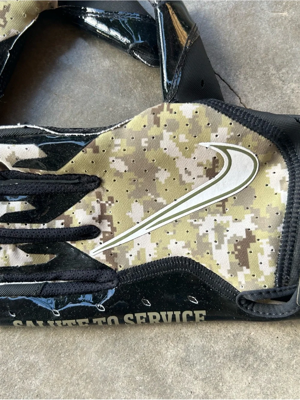 Salute to Service Camo NFL Football Gloves - Glossy Black